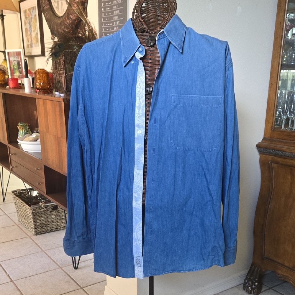 Bullock & Jones Men's Denim Blue Button-down Shirt